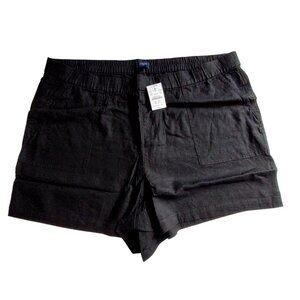 J.Crew Black Linen Blend Womens Shorts   Size XXL Elastic Waist Pocketed Casual